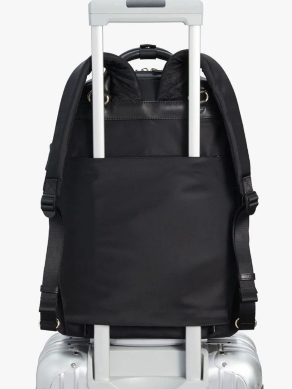 Lo & Sons Black Travel Backpack with Leather Trim - Picture 3 of 13